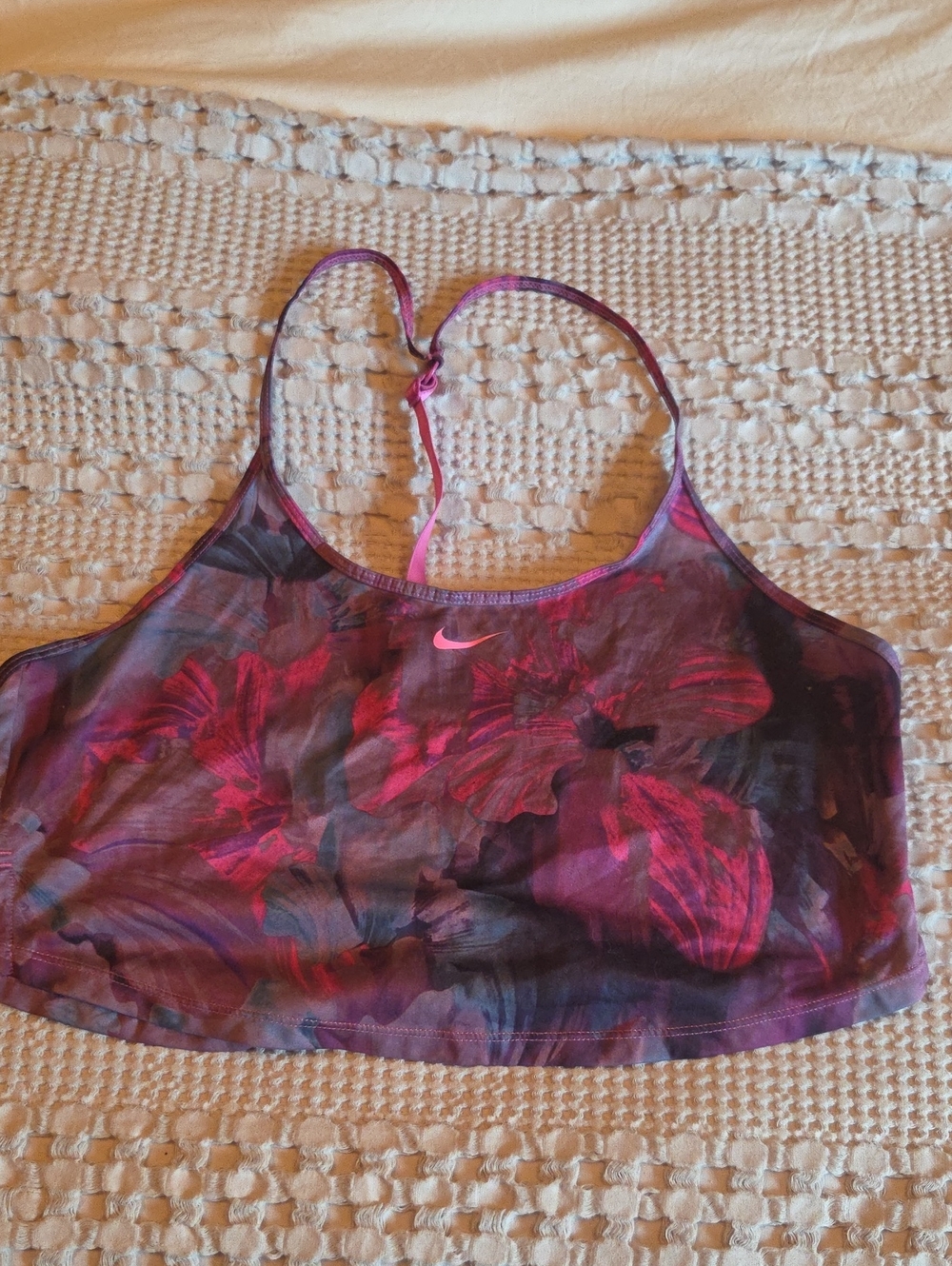 Nike Floral-Print Pink & Purple Racerback Sports Bra
